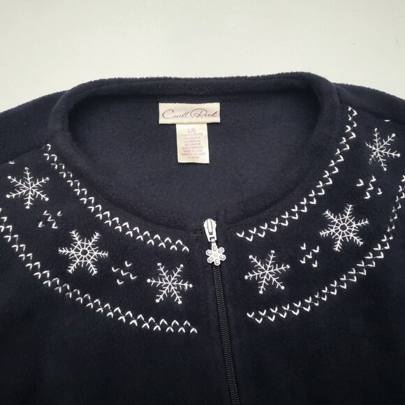 Carroll Reed Ladies Size Large Navy w/ White Accents Full Zip Fleece Jacket - Picture 5 of 9